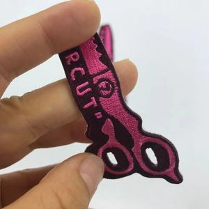Patchs brodés personnalisés en forme de ciseaux de <span class=keywords><strong>coiffeur</strong></span>, thermocollants/à coudre, applique brodée rose pour vêtements, chapeaux, sacs - Product Image 2