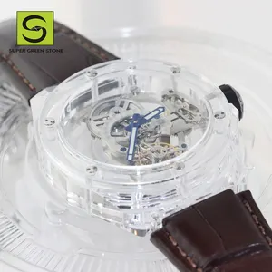 SuperGSファインラボジェムストーンレディースデザイナー女性高級時計ブランド男性用機械式透明サファイア時計