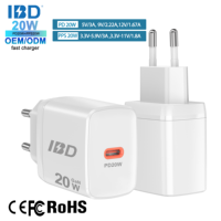 Chargeurs rapides IBD Gan 20W, chargeurs muraux USB de type C portables d'origine pour téléphones portables iPhone 15 Pro Max, tablettes Samsung