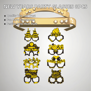 8 Paires/Paquet SP616 Lunettes de Fête Joyeux Nouvel An, Lunettes en Carton Amusantes, Accessoire Photo, Décorations de Soirée du Réveillon du Nouvel An - Product Image 2