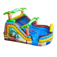 Toboggan gonflable commercial d'extérieur, château gonflable avec toboggan, toboggan aquatique gonflable tropical palmier