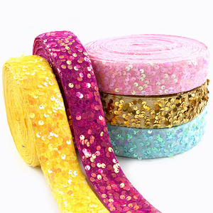 Deepeel rd871 3.8cm thân thiện với môi sáng sequin hạt vải Ribbon thủ công tự làm trang phục khiêu vũ phụ kiện trang trí ren - Product Image 1