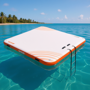 Plataforma flotante inflable Vevor de 7 x 7 pies con escalera desmontable para piscina, playa y océano - Product Image 2