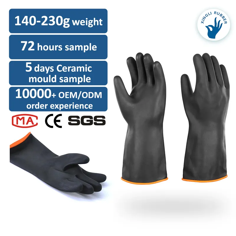 Yağ direnci için EN388 iş güvenliği koruyucu guantes endüstriyel kimyasal direnç lateks kauçuk eldiven