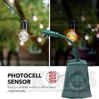 Minuterie de sortie intérieure/extérieure robuste 15A avec capteur de lumière à cellule photoélectrique résistant aux intempéries guirlandes de noël interrupteurs horaires