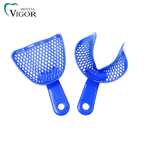 Lot de 2 porte-empreintes dentaires en plastique et métal, tailles L, M, S, pour patients edentés, avec grille métallique en plastique - Product Image 3