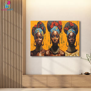 UNIART-Art sur toile de fille africaine dorée, art mural avec cadre, impression sur toile, pour la décoration intérieure - Product Image 5