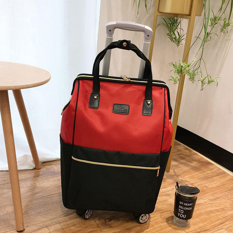 Red swivel wheel single trolley bag
