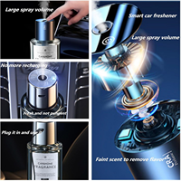 Diffuseur de parfum pour voiture 160 ml, rechargeable par USB, pour porte-gobelet, pulvérisateur ultrasonique d'huiles essentielles, bouteille en verre, lumière d'ambiance