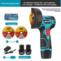 Mini-meuleuse d'angle sans fil 12V 3 pouces, moteur à balais, batterie au lithium, avec 2 batteries et chargeur pour la découpe et le polissage