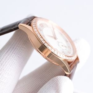 Montre-bracelet de luxe élégante et formelle avec lunette sertie de diamants, cadran argenté, or rose, idéale pour les cadeaux haut de gamme, les affaires et les soirées. - Product Image 3
