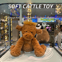 Couette en peluche personnalisée en forme de vache Longhorn et de vache Highland, super douce, avec rembourrage en coton PP et processus de broderie, unisexe, pour enfants, idéale pour les fêtes