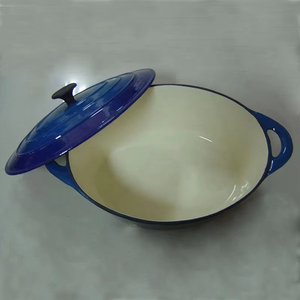 Casserole en <span class=keywords><strong>fonte</strong></span> avec revêtement en émail violet Ensembles de batterie de cuisine avec casserole en <span class=keywords><strong>fonte</strong></span> de forme <span class=keywords><strong>ronde</strong></span> à double poignée - Product Image 3