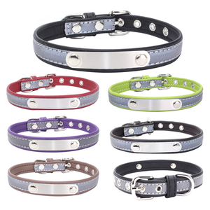 <span class=keywords><strong>Collar</strong></span> de estrangulación de perro sólido de PU reflectante Breakaway de alta calidad con placa de nombre personalizada para perros pequeños - Product Image 1