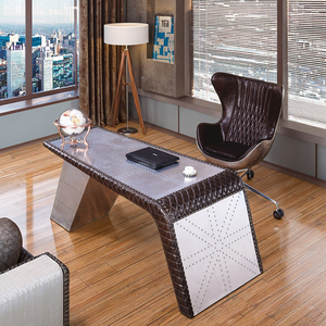 Silla <span class=keywords><strong>de</strong></span> Oficina Industrial <span class=keywords><strong>de</strong></span> Cuero Antiguo <span class=keywords><strong>de</strong></span> Lujo, Juego <span class=keywords><strong>de</strong></span> Escritorio con Color Personalizado para Oficina en Casa, Hotel, Muebles Comerciales Duraderos - Product Image 2