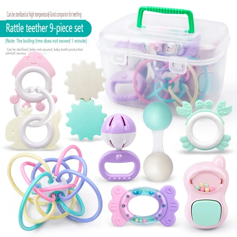 아기 장난감 보관함 휴대용 Bpa 무료 아기 실리콘 Teether 장난감 아기 씹는 장난감 Teether