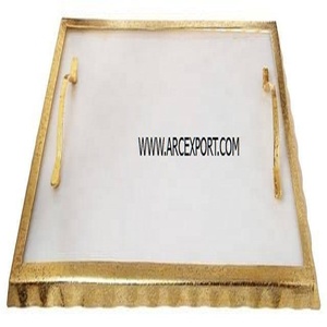 Plateau de service de table de conception fantaisie plateau en métal en marbre de qualité supérieure vaisselle d'hôtel en gros plateau de service de nourriture et de Dessert - Product Image 4