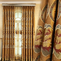 Rideaux turcs brodés en velours, rideaux de luxe pour le salon, rideaux élégants en chenille bleue de style européen