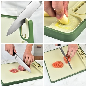 Multifunctional 4 in 1Chopping Board Kitchen Cutting Board Double-sided <b>Plastic</b> Cutting Board for Meat Vegetables Fruits - Product Image 3