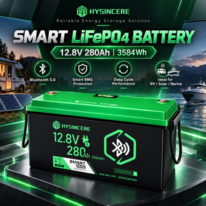 Batería Inteligente <span class=keywords><strong>Mini</strong></span> LiFePO4 de <span class=keywords><strong>12V</strong></span> 280Ah con Bluetooth 5.0, Pantalla LCD de Capacidad, 3584Wh, 250A BMS LTCP para Remolques Solares y Embarcaciones - Product Image 6