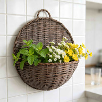 Panier mural en rotin tressé fait main par des artisans, pot suspendu, rangement, décoration de ferme, maison, jardin, résistant à la chaleur, durable