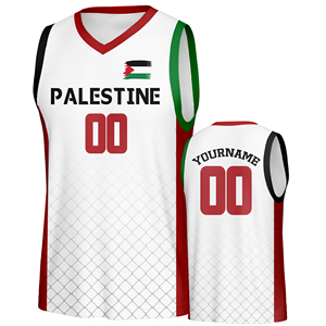 Maillot de basketball streetwear en gros, style drapeau du Pérou, 100 % polyester, col en V, décontracté, séchage rapide, respirant, antibactérien - Product Image 3