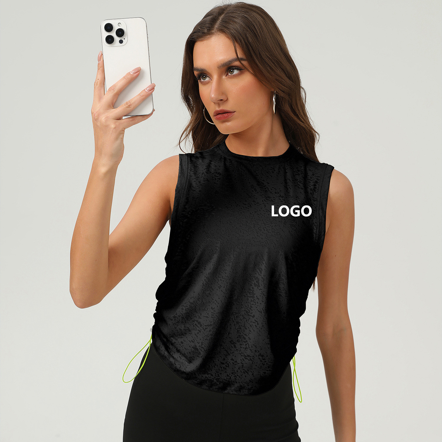 Customized OEM New Breathable Quick-drying Yoga Vest Gym Running Round Neck Sleeveless Sports Top for Women