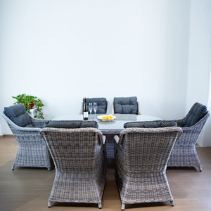 Bàn ăn hình bầu dục hiện đại với 6 ghế bành mây Ghế nội thất sân vườn ngoài trời bàn ghế đặt - Product Image 2