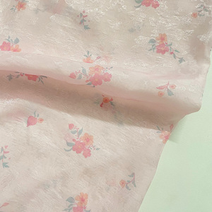 Tela para Vestido Hanfu de Primavera/Verano, Estampado Floral Rosa, Impresión Digital, Poliéster de 75 g/m², para Vestidos, Camisas y Ropa Casual - Product Image 4