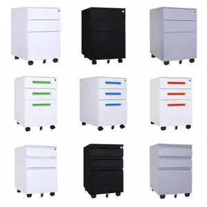 خزانة مكتب متنقلة، خزانة تخزين معدنية متنقلة مع 3 أدراج قابلة للتنقل - Product Image 1