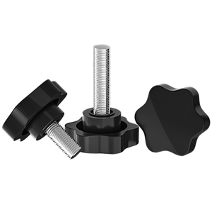 CoCud Boutons De Serrage En Forme D'étoile - Filetage Mâle M10 X 25 Mm - Tête De 39 Mm - Vis Moletée En Plastique - Noir - (Applications