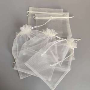Sacs en organza personnalisés écologiques avec cordon de serrage, pochettes cadeaux réutilisables en maille transparente, emballage pour bijoux de mariage et de fête - Product Image 1