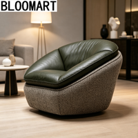 Fauteuil lounge pivotant moderne de luxe, mobilier de salon, couleur personnalisée, en cuir, fauteuil coquille rond, canapé d'appoint, pour hôtel