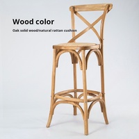Chaise de bar à dossier haut en bois massif de style américain, chaise de bar tendance, chaise de bar antique, vente en gros