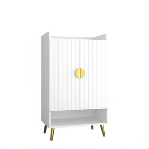 Armadio Portascarpe Nordico Yellar Bianco a 5 Ripiani con Ante, Scarpiera per Ingresso, Arredamento Moderno per Soggiorno - Product Image 1