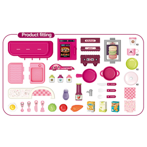 Ensemble de jeu de <span class=keywords><strong>cuisine</strong></span> rose SY avec lumière LED et son conception de valise portable <span class=keywords><strong>jouet</strong></span> de jeu de rôle interactif pour filles cadeau - Product Image 2