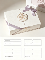 Boîte cadeau carrée biodégradable réutilisable à double ouverture, avec ruban et fermeture magnétique, logo personnalisable pour mariage