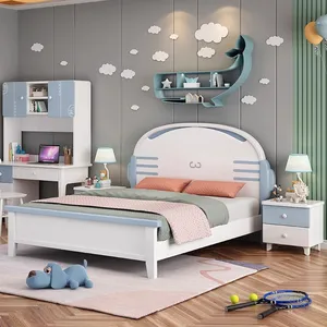 Cama para niños pequeños 1,2 m solo niño coreano pastoral blanco cama de madera maciza 1,5 m cama americana