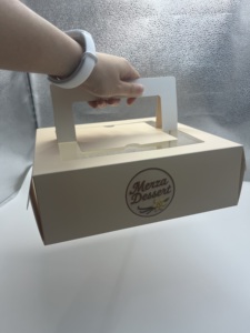 Popolare cartone bianco grande torta scatola di stampa logo personalizzato <span class=keywords><strong>per</strong></span> la torta di imballaggio con maniglia finestra di plastica - Product Image 3