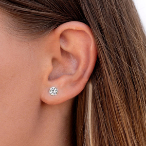ROXI Pendientes Pequeños de Plata 925 Bañados en Oro de 18K con Zirconia Brillante de Corte Diamante Clásico, Tipo Piercing de Bola de Rosca - Product Image 6