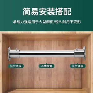 ขายึดท่อกลมสแตนเลสแบบติดผนังพร้อมฐานยึดสำหรับรองรับราวแขวนเสื้อผ้า - Product Image 5