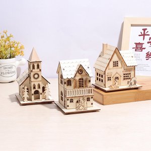 Décorations <span class=keywords><strong>de</strong></span> <span class=keywords><strong>Noël</strong></span> <span class=keywords><strong>en</strong></span> <span class=keywords><strong>bois</strong></span> écologiques, petites, lumineuses, pour bureau, fenêtre, bar, ornements personnalisés, marque DINGCHUAN - Product Image 4