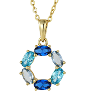 Collier pendentif couronne ovale en argent sterling 925 avec topaze bleu ciel, bijou fin pour femme avec grappe de pierres creuses en forme de cercle
