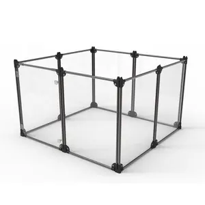 Modern Durable Acrylic Freestanding Playpen Clear Pet Gate for Small Medium Dogs and Cats Foldable and Free Combination