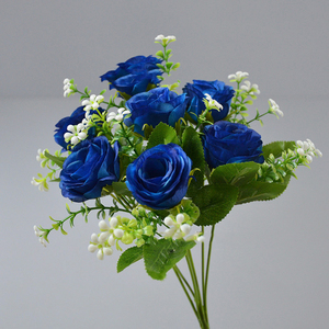 Fleurs artificielles éternelles 7 têtes de bouquet de fleurs de roses sauvages pour la cérémonie de bienvenue d'arrangement floral de table de mariage - Product Image 6
