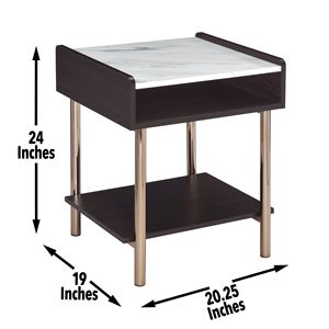 DB Carrie Brown End Table Stylish <b>Nightstand</b> with Unique Design - Product Image 2