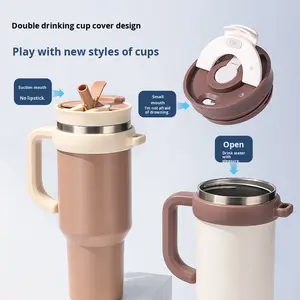 2025 nouveau modèle 304 acier inoxydable 40oz Double boisson tasse à <span class=keywords><strong>glace</strong></span> étanche pliable pour couvercle de paille Design moderne tasse de voyage pour voiture - Product Image 4