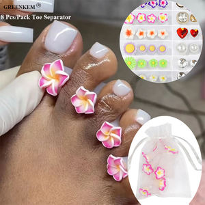 8 pièces/paquet séparateur d'orteils mignon en silicone souple outils <span class=keywords><strong>de</strong></span> verrouillage des orteils marguerite en forme <span class=keywords><strong>de</strong></span> coeur strass Style <span class=keywords><strong>japonais</strong></span> séparateur d'orteils à ongles - Product Image 1