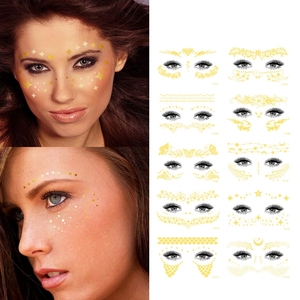 Adesivi per Trucco Jiangmei Little Stars, Effetto Lentiggini 3D, Tatuaggio Temporaneo <span class=keywords><strong>con</strong></span> Stampa Dorata per Feste in Maschera, 150x105mm, 1pz/opp - Product Image 1