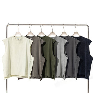 Camiseta sin mangas personalizada de calidad excepcional suelta 100% algodón camiseta sin mangas de estilo callejero para entrenamiento físico para hombre - Product Image 5